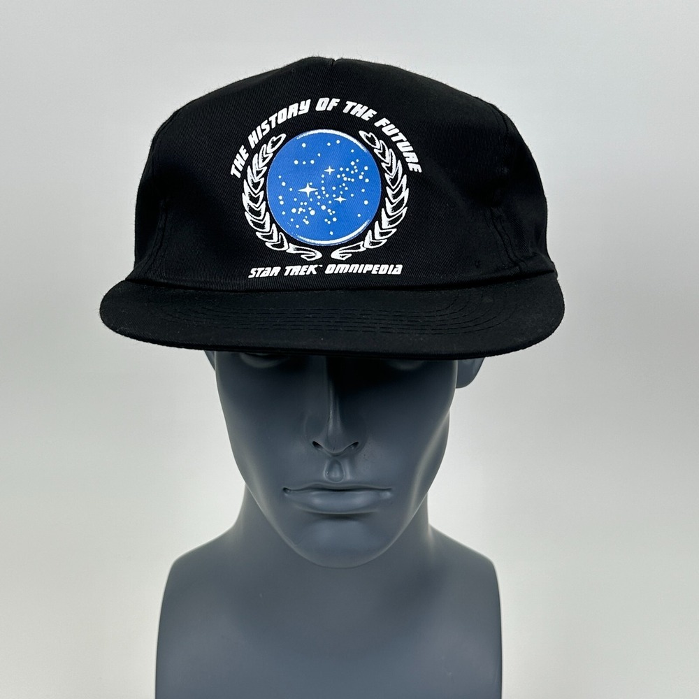 Vintage Star Trek Hat Omnipedia Snapback Hat 90s Black Nerd History Of Future